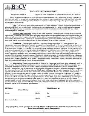 Exclusive Listing Agreement