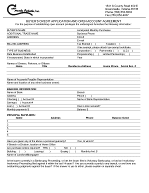 Buyer's Credit Application and Open Account Agreement