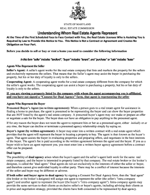 Maryland Real Estate Agency Disclosure Notice