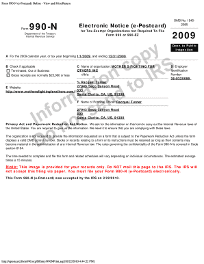 Form 990-N (e-Postcard) for Tax-Exempt Organizations