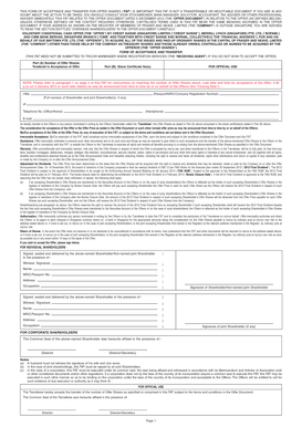 Form of Acceptance and Transfer for Offer Shares