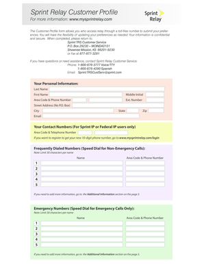Sprint Relay Customer Profile Form