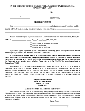 Court Order for Custody Hearing