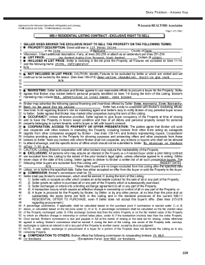 Wisconsin Residential Listing Contract