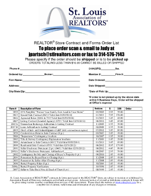 REALTOR Store Contract and Forms Order List