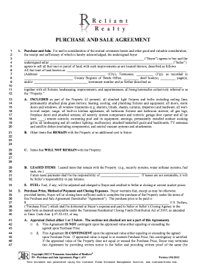 Tennessee Purchase and Sale Agreement