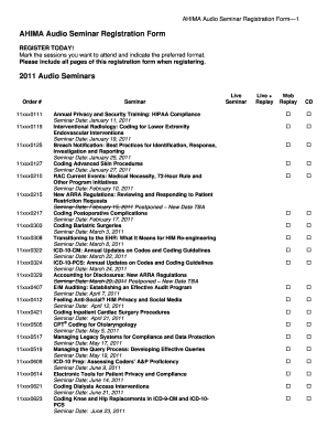 AHIMA Audio Seminar Registration Form