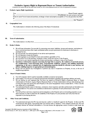 Exclusive Agency Right to Represent Buyer or Tenant Authorization