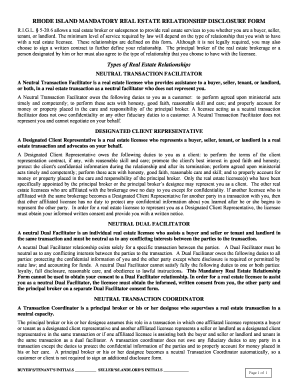 Rhode Island Mandatory Real Estate Relationship Disclosure Form