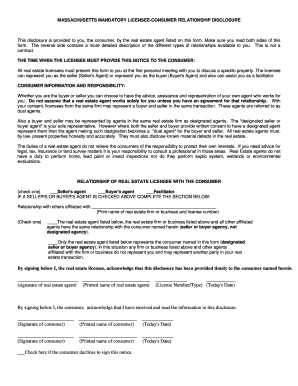 Massachusetts Mandatory Licensee-Consumer Relationship Disclosure