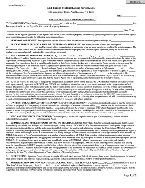 Exclusive Agency to Rent Agreement