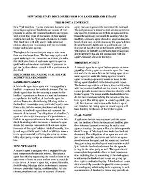 New York State Disclosure Form for Landlord and Tenant