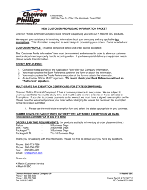 Chevron Phillips Chemical Customer Profile and Information Packet