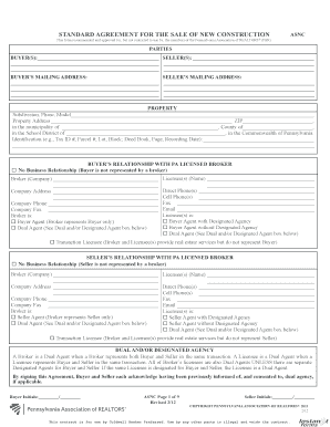 Standard Agreement for the Sale of New Construction