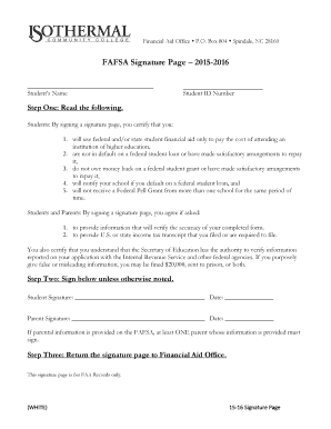 FAFSA Signature Page