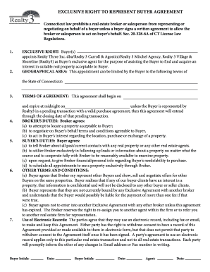 Connecticut Exclusive Right to Represent Buyer Agreement