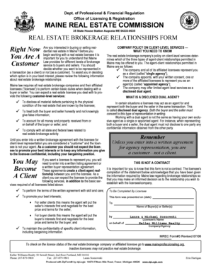Maine Real Estate Brokerage Relationships Form