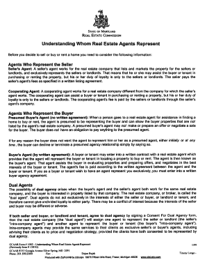 Maryland Real Estate Agent Representation Disclosure