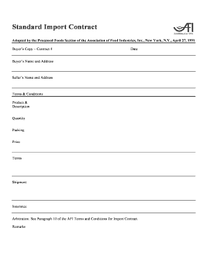 AFI Standard Import Contract