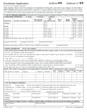 Anthem Health Insurance Enrollment Application