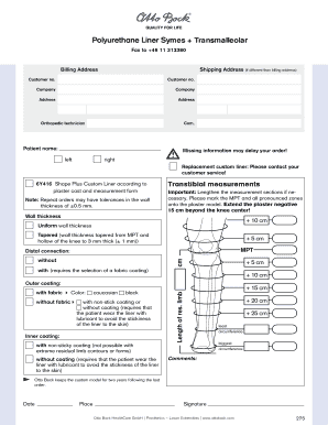 Polyurethane Liner Order Form