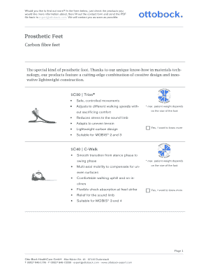 Ottobock Prosthetic Feet Information Request Form