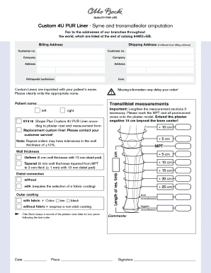 Custom 4U PUR Liner Order Form