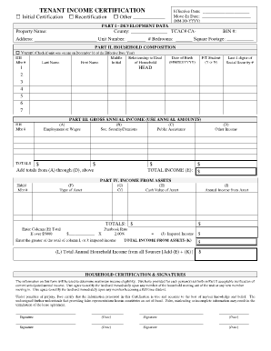 Tenant Income Certification Form
