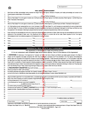 Oregon Residential Real Estate Sale Agreement
