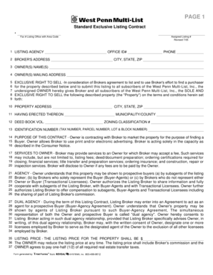 Standard Exclusive Listing Contract