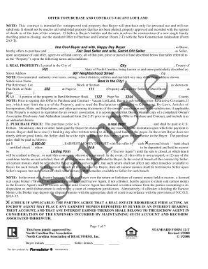 Offer to Purchase and Contract-Vacant Lot/Land