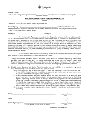 Oregon Disclosed Limited Agency Agreement