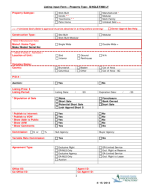 Real Estate Listing Input Form