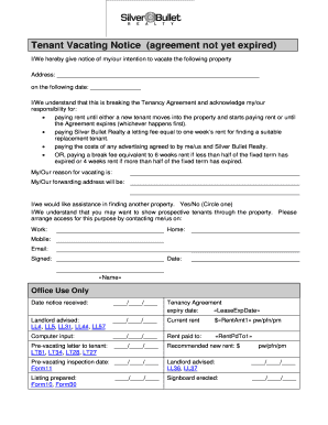 Tenant Vacating Notice