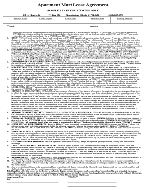 Apartment Mart Lease Agreement