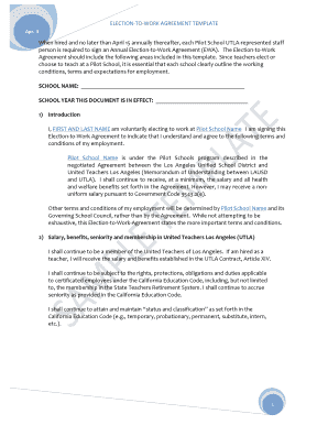 Election to Work Agreement Template