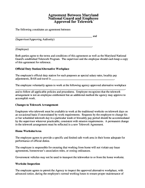 Maryland National Guard Telework Agreement