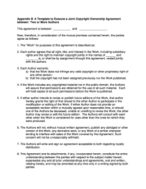 Joint Copyright Ownership Agreement Template