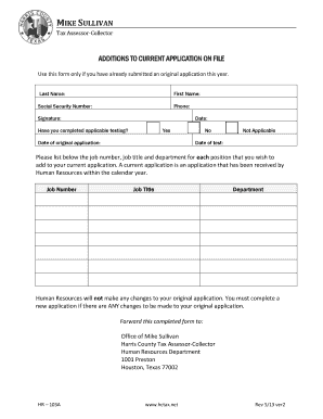 Harris County Job Application Additions Form