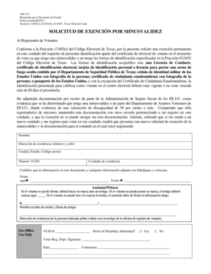 SOLICITUD DE EXENCIÓN POR MINUSVALIDEZ