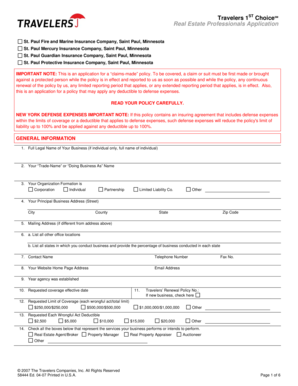 Travelers Real Estate Professionals Application