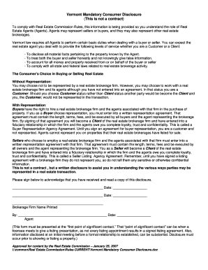 Vermont Mandatory Consumer Disclosure