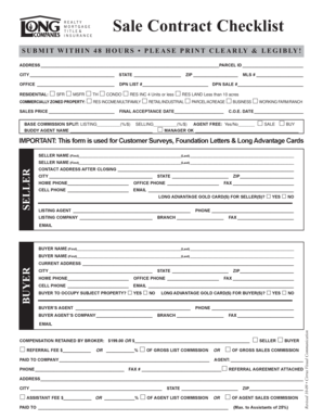 Sale Contract Checklist