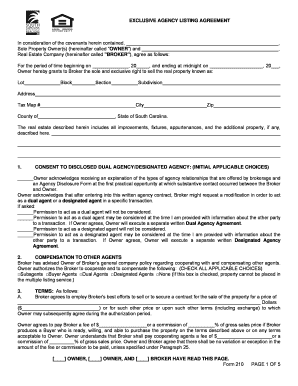 Exclusive Agency Listing Agreement