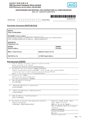 Contractors' All Risks Insurance Proposal