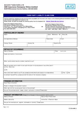 Third Party Liability Claim Form