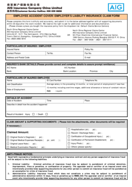 Employee Accident Cover Insurance Claim Form