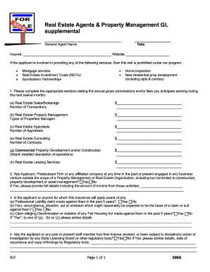 Real Estate Agent Property Management Supplemental Form