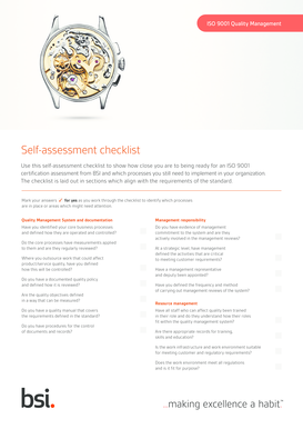 ISO 9001 Quality Management Self-Assessment Checklist