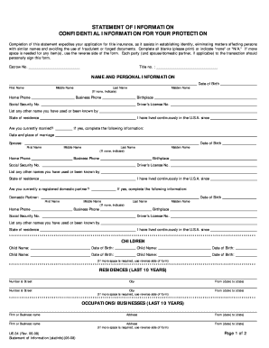 Statement of Information for Title Insurance